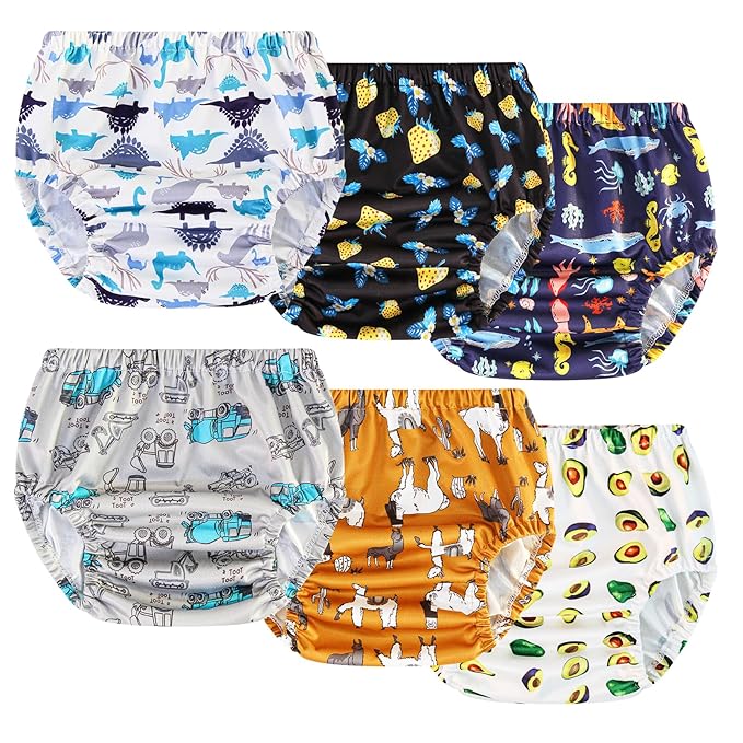 Joyo roy 6Pcs Waterproof Cloth Diaper Cover Reusable Plastic Underwear for Toddlers Baby Diaper Covers for Boys Leak Proof Rubber Underwear for Potty Training Plastic Training Pants for Toddlers 1T