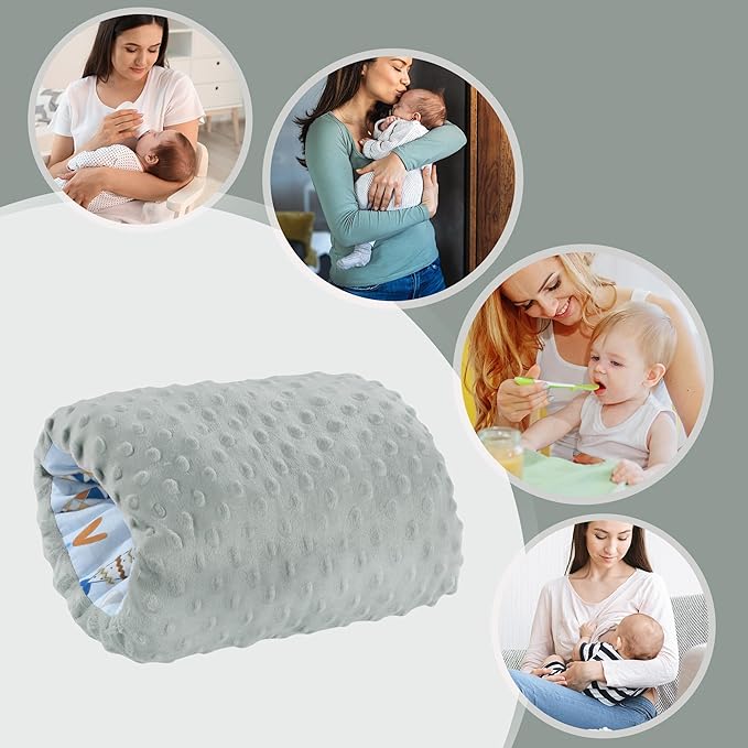 ROYALAY Arm Pillow for Feeding Baby, Soft Cotton Bottle Breast Feeding Pillows for Babies, Double-Sided Available Headrest for Newborn, Gray