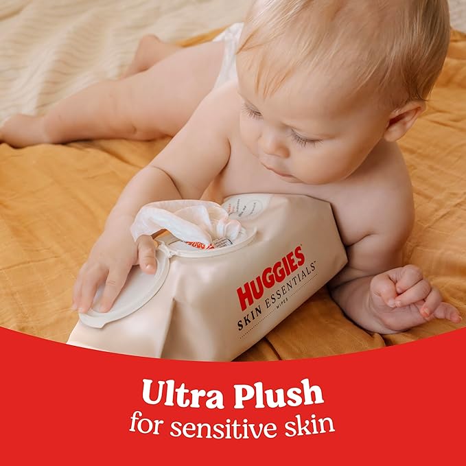 Huggies Skin Essentials Baby Wipes, Hypoallergenic, 99% Water, 10 Flip Top Packs (560 Wipes Total)