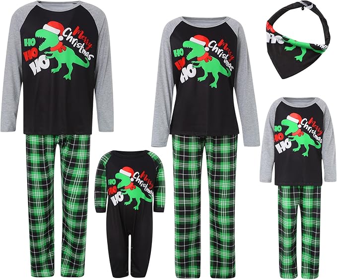 Awoscut Christmas Family Matching Pajamas Christmas Pjs Holiday Nightwear Sleepwear Sets Long Sleeve Pjs
