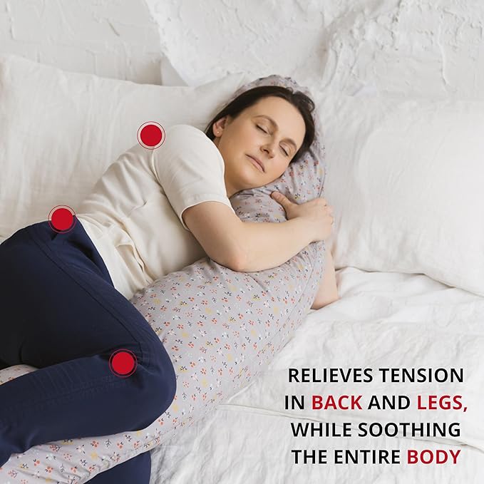 First Organic Cotton Pregnancy Pillow for Sleeping & Feeding made with Natural Kapok Filling – Cooling Nursing & Comfort Pillow for Maternity Support & Side Sleepers – Removable Cover Included!