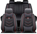 Leather Car Seat Covers Fit for LR Defender 2020-2025, 5 Seater Waterproof and Wear-Resistant Seat Cover Interior Accessories(Full Set with Pillow,Black&Red)