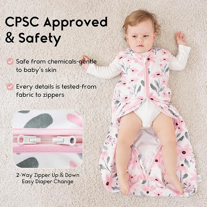 Yoofoss Baby Sleep Sack 6-12 Months 0.5 Tog Wearable Blanket for Baby, 3 Pack 100% Organic Cotton Infant Toddler Sleeping Sack 2-Way Zipper Lightweight Sleep Sack