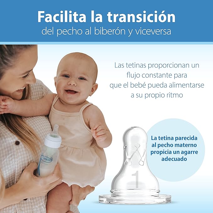 Dr. Brown's Natural Flow Anti-Colic Options+ Narrow Baby Bottle, 2 oz/60 mL, with Preemie Flow Nipple, 0m+, 4 Pack