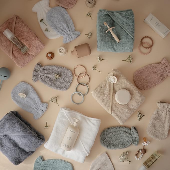 mushie Baby Hooded Towel | Organic Cotton (Baby Blue)