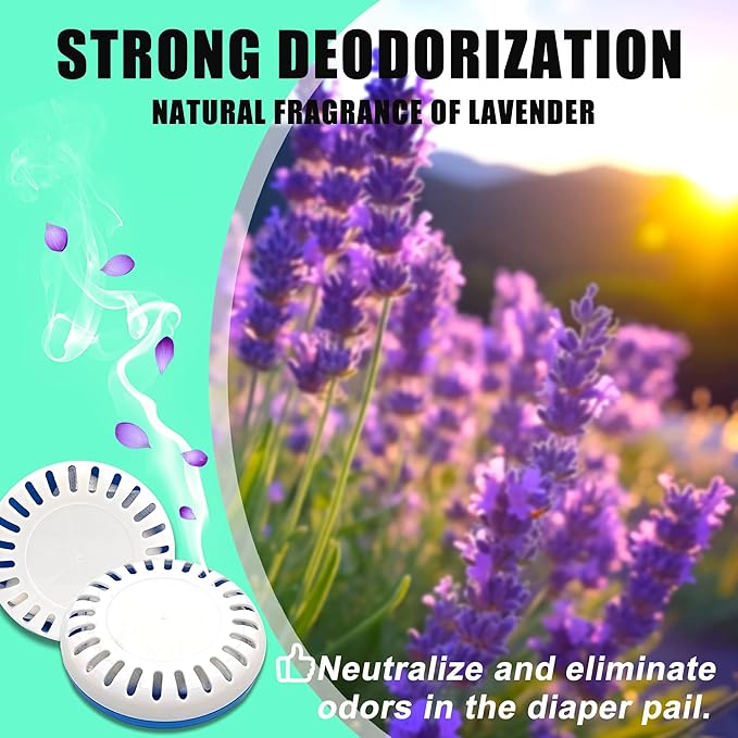 4-Pack Odor Eliminator Cartridge for Munchkin Step Diaper Pail, Lavender Scent Baking Soda Diaper Pail Deodorizer