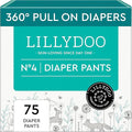 LILLYDOO Diaper Pants Toddlers - Size 4 (20-31 lbs), Half-Monthly Supply (75 Count), Skin-Friendly, Ultrasoft, Chlorine-Free, Snug Fit & Absorbent Pull On Diapers