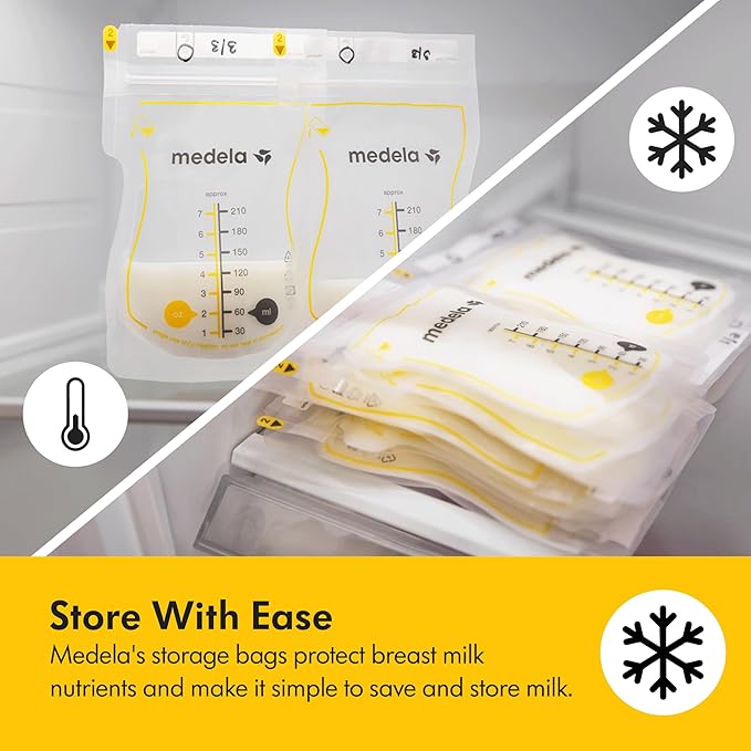 Medela Easy Pour Breastmilk Storage Bags 100 Count 7oz/210ml Disposable, Leakproof, Fast Freeze, Breast Milk Protection Recyclable & BPA Free