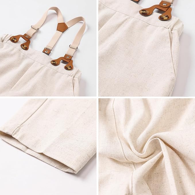 SANGTREE Boys Cotton Linen Suit Formal Set Baby Clothes Boy Gentleman Wedding Ring Bearer Outfits, 3 Months - 9 Years