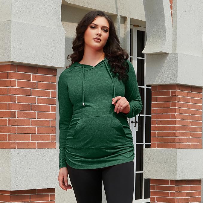 GINKANA Maternity Hoodie Long Sleeves Shirts Casual Maternity Top Pregnancy Sweatshirt Casual Clothes