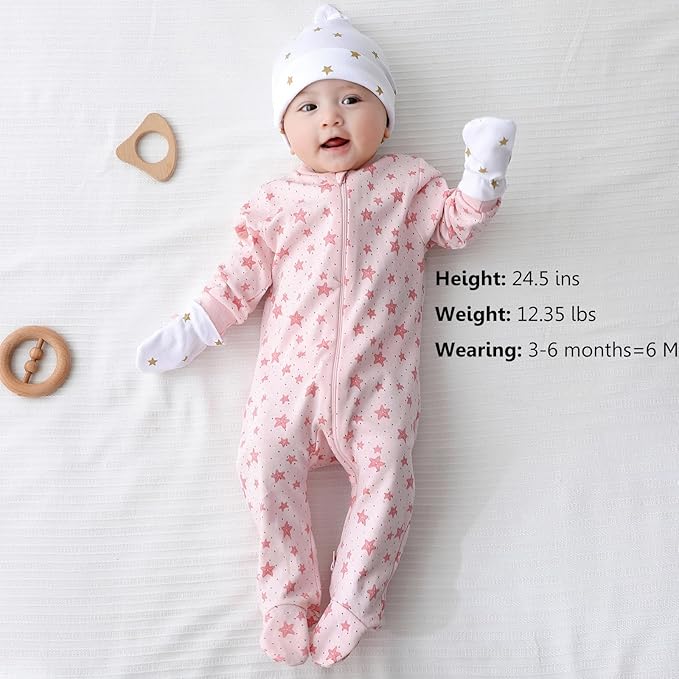 Newborn Baby 2-way Zipper Romper Cotton One-piece Jumsuit 3-pack, 0-24 Months