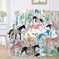 Colorful Floral Horse Blanket for Teen Flowers Animals Throw Blanket Gifts for Girls Boys Soft Throws Blankets All Seasons 50×60 Inches for Bed Office