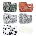 wegreeco Cloth Diapers 5 Pack with 5 Inserts, Washable Cloth Diapers for Babies, One Size Adjustable Reusable (Animal Party)