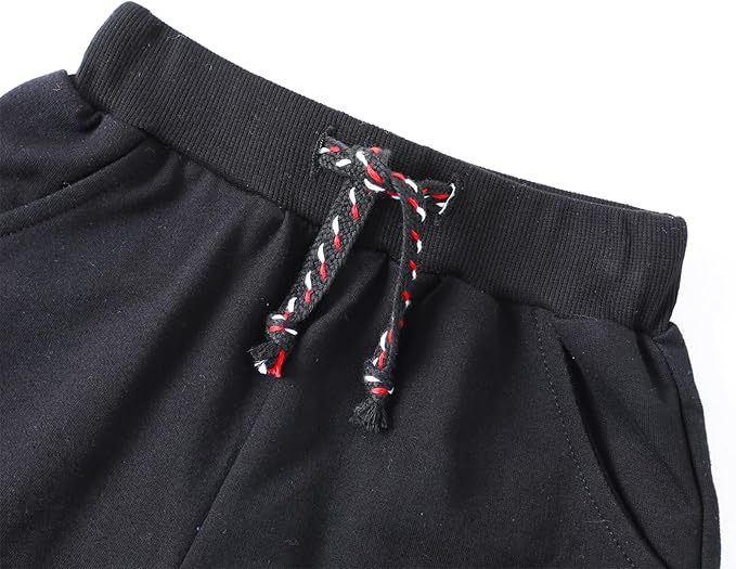 HILEELANG Toddler Boys Cotton Jogger Sweatpants 3 Pack, Soft Adjust Elastic Waist Pants with Pockets, Sizes 12M-7T