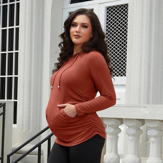 GINKANA Maternity Hoodie Long Sleeves Shirts Casual Maternity Top Pregnancy Sweatshirt Casual Clothes