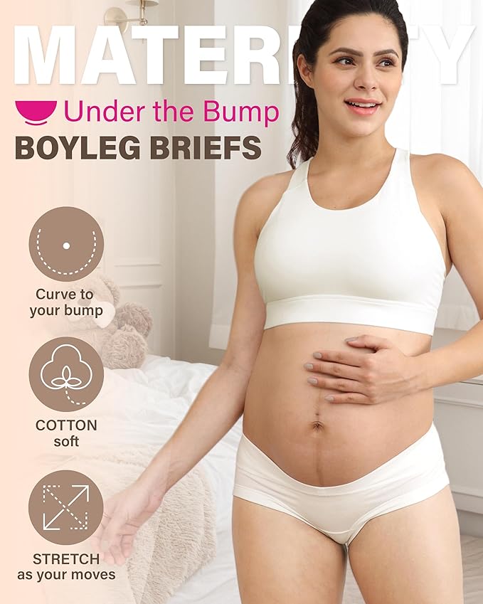 Intimate Portal Maternity Underwear Cotton Pregnancy Postpartum Panties Under the Bump Boyshort Briefs