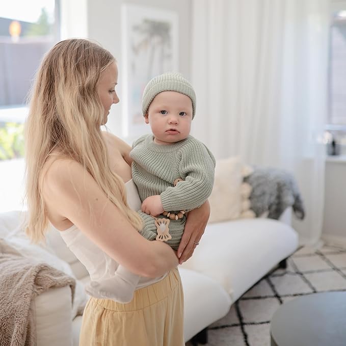 FRIGG Lucky Symmetrical SilkySoft Silicone Baby Pacifier | Made in Denmark | BPA-Free (Sage/Silver Gray, 6-18 Months)