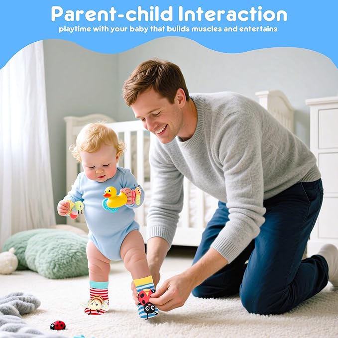 Baby Toys for 0-12 Months Newborn Boys and Girls Gifts Wrist Rattle Socks for Babies 0-6 Months Infant Girl Boy Toys for Babies 3-6 Months Shower Gifts Baby Essentials