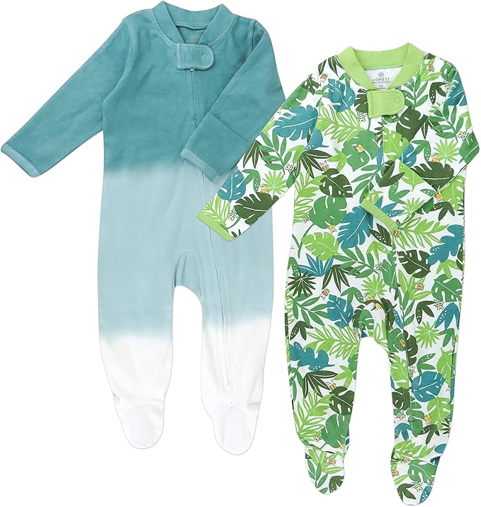 HonestBaby Baby Sleep N' Play One-Piece Zip-Front Footed Organic Cotton Pajama Sleeper
