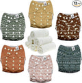 Mama Koala 3.0 Pocket Cloth Diapers for Babies with AWJ Lining, 6 Pack with 6 4-Layer Natural Cloth Diaper Inserts - Reusable and Washable Pocket Diapers (Hope in The Desert)