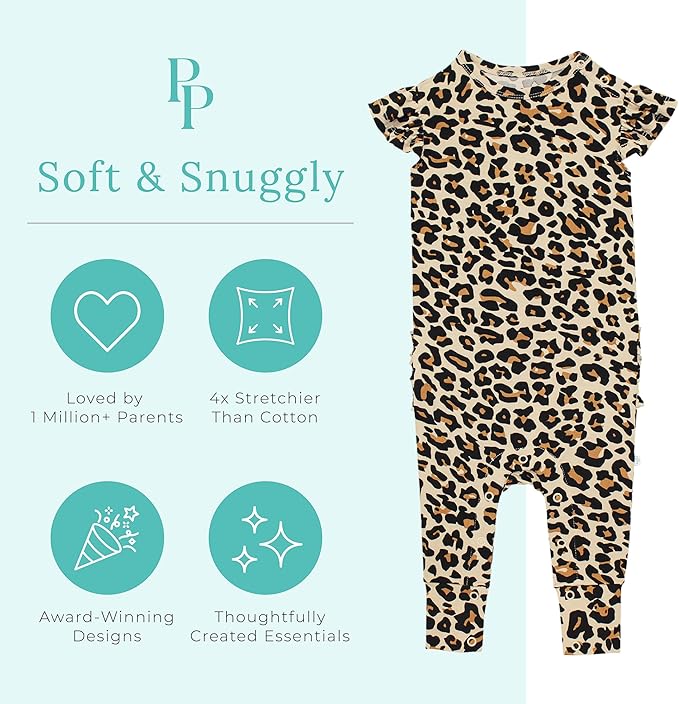 Posh Peanut Baby Girl Pajamas – Ruffled Cap Sleeve Romper PJs – Soft Viscose from Bamboo One-Piece for Babies & Toddlers