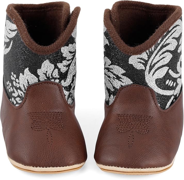 MK MATT KEELY Leather Western Boots Cowboy Bootie Soft Sole Non-Slip Crib Shoes for Baby Infant Toddler Girls Boys Newborn