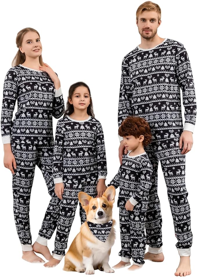 Schbbbta Family Matching Pajamas Holiday Sleepwear Long Sleeve Pjs Sets
