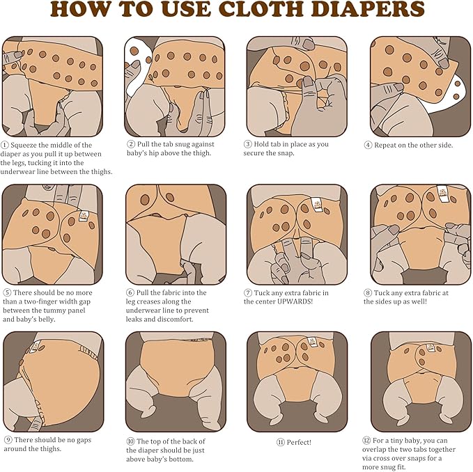 Mama Koala 3.0 Cloth Diapers for Babies with AWJ Lining, 6 Pack with 6 5-Layer Natural Cloth Diaper Inserts - Reusable and Washable Pocket Diapers(A-Flower Romance)