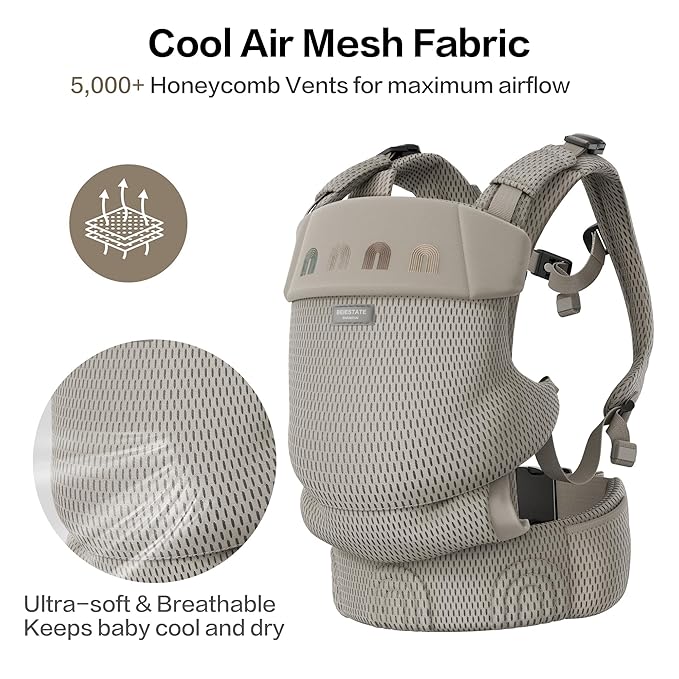 Rainbow Baby Carrier Newborn to Toddler, Breathable Mesh Baby Carrier with Adjustable Waist Rotary Knob, Enhanced Lumbar Support, Ergonomic, Sunshield,Lightweight Infant Carrier for 7-33 lbs