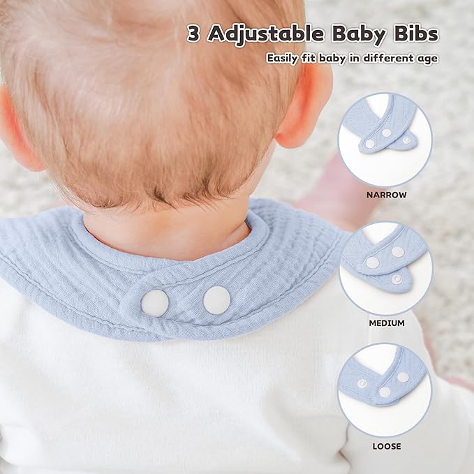 Susurration Muslin Baby Drool Bibs 10Pack Soft Square Adjustable Bandana Bibs for Unisex Baby Girls & Boys