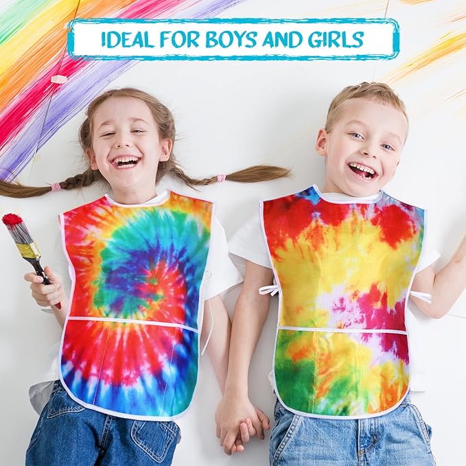 SATINIOR 2 Pieces Kids Art Smock Toddler Apron Waterproof Painting Artist Apron Sleeveless with 3 Pocket for Age 3-10 Years