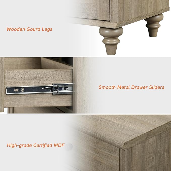 WAMPAT Dresser for Bedroom with 9 Drawers, Kids Dressers with Wide Chest of Drawers, Modern Wooden Closet Storage Organizer, Large Wood Dressers for Living Room, Nursery, Hallway, Rustic Oak