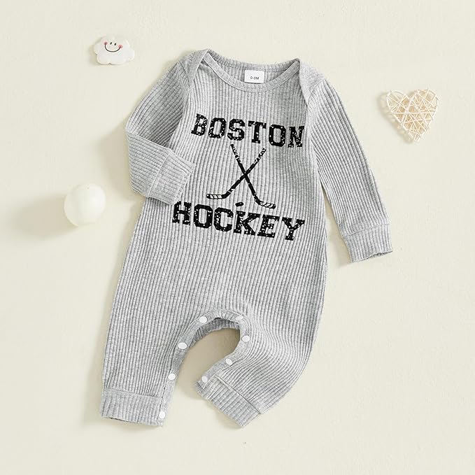 Fernvia Newborn Baby Boy Clothes Letters Print Bodysuit 3 6 9 12 18 Months Long Sleeve Jumpsuit with Hat 2PCS Outfits Set