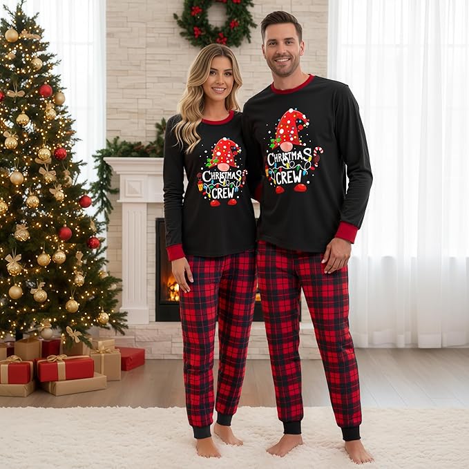 Awoscut Christmas Family Matching Pajamas Christmas Pjs Holiday Nightwear Sleepwear Sets Long Sleeve Pjs