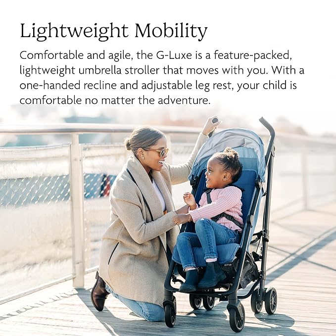 UPPAbaby G-Luxe Umbrella Stroller/Lightweight Design for Easy Travel/One-Step Fold + Recline/XL Basket + Canopy/Cup Holder Included/Greyson (Charcoal Mélange/Carbon Frame)