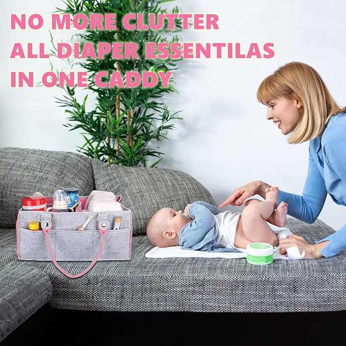 Baby Diaper Caddy Organizer for Girl Boy Large Nursery Storage Bin Basket Portable Holder Tote Bag for Changing Table and Car Baby Shower Gifts Newborn Essentials Baby Registry Must Haves Items