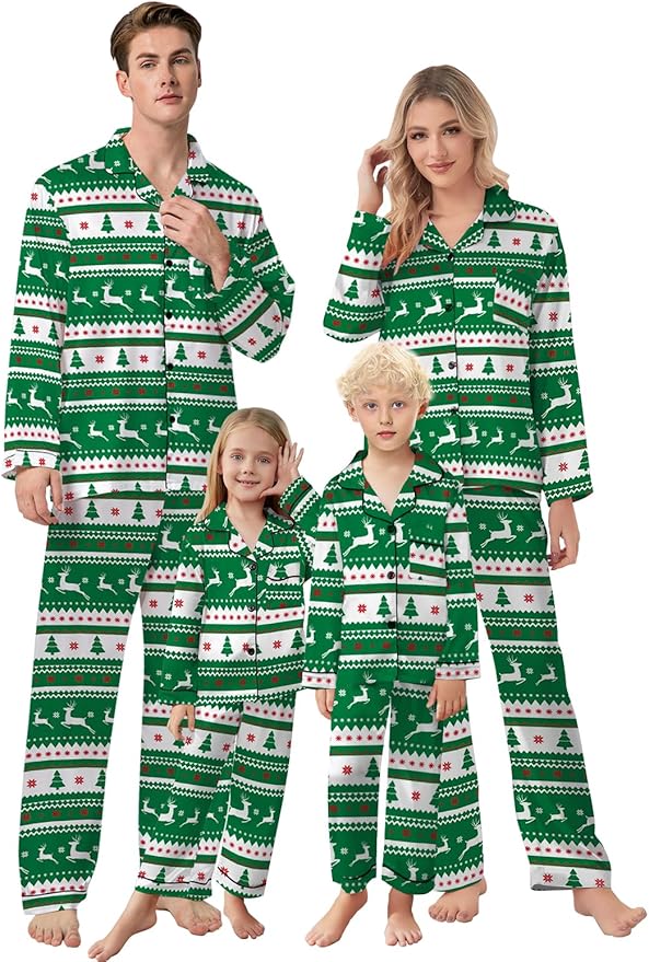 Schbbbta Family Matching Pajamas Holiday Sleepwear Long Sleeve Pjs Sets