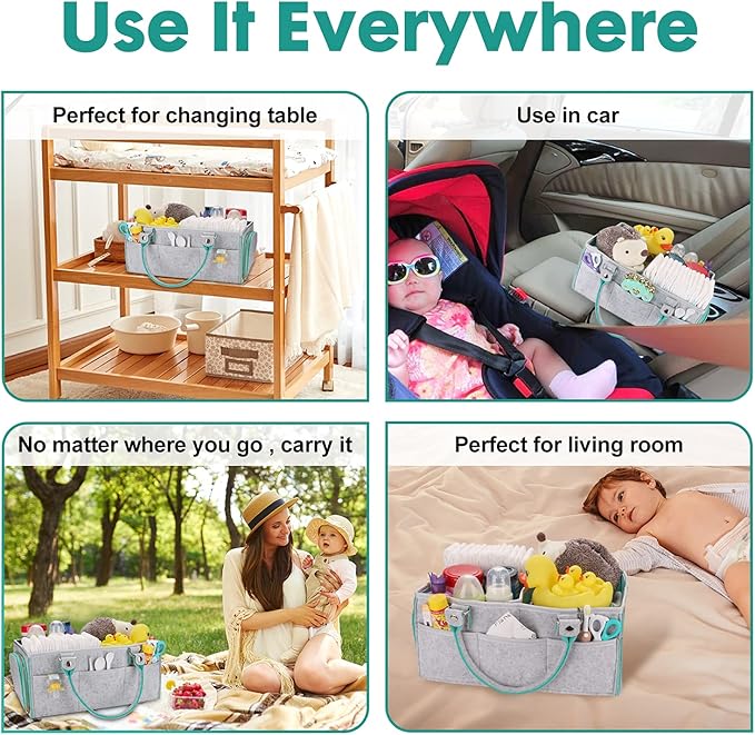 Baby Diaper Caddy Organizer for Boy or Girl Large Nursery Storage Bin Basket Portable Holder Tote Bag for Changing Table and Car Baby Shower Gifts Newborn Essentials Stuff Registry Must Haves Item