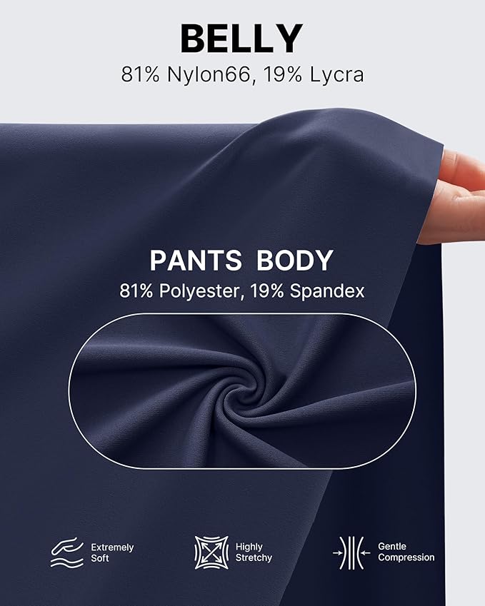 G4Free Maternity Pants Over The Belly Yoga Dress Work Pregnancy Pants Stretchy Lounge Wide Leg Trousers with Pockets