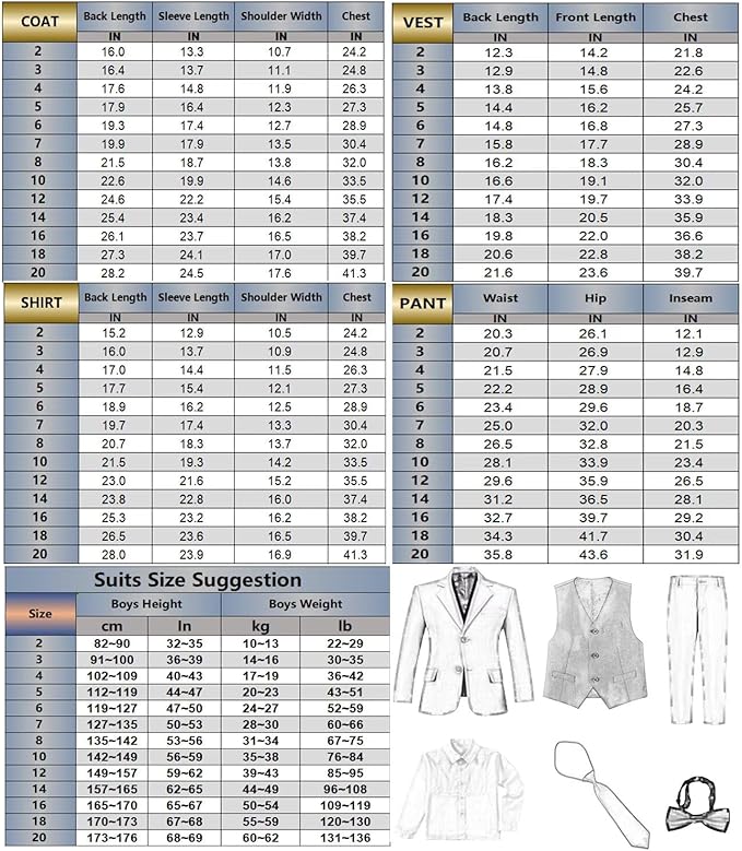 Boys Suit Set Slim Fit Kids Formal Suits Toddler Tuxedo Wedding Prom Classic Suits for Boy Teen Black Blue Dress Outfit