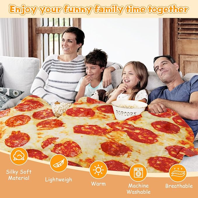 Lhedon Gifts for Men Pizza Blanket Adult Size 71 Inch, Graduation Gifts for Men and Women, from Son, Pepperoni Pizza Food Blanket for Adult, Flannel Throw Blanket Funny Gifts for Boyfriend