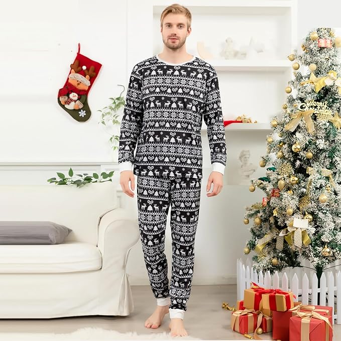 Schbbbta Family Matching Pajamas Holiday Sleepwear Long Sleeve Pjs Sets