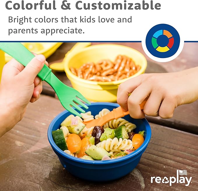Re-Play Toddler Forks and Spoons Set - 4x4 Utensils Set for Kids - Dishwasher and Microwave Safe - Made in USA - Pack of 8-5.8" x 1.2" x 0.2" - Droid