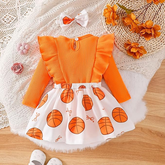 Chichoo Baby Girl Clothes Infant Fall Winter Outfits Newborn Long Sleeve Romper Dress Ruffle Bodysuit With Headband