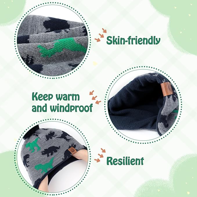 Duoyeree Kids Beanie Hat for Boys Girls Pom-pom Kint Hats Cozy Lining Winter Skull Cap
