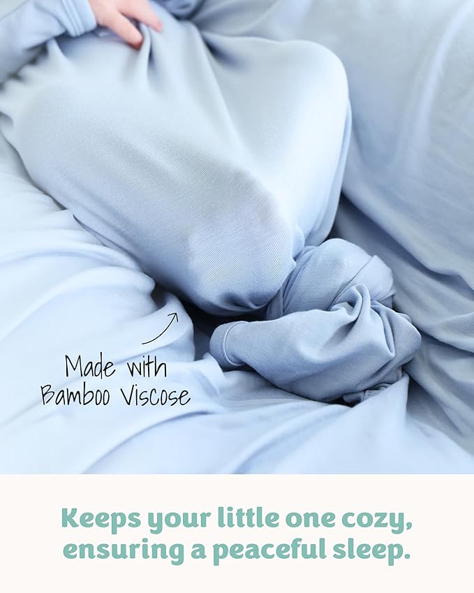 Caden Lane Newborn Knotted Gown with Hat, Soft Bamboo Viscose Baby Sleep Sack, Unisex Infant Nightgown, Breathable Sleepwear