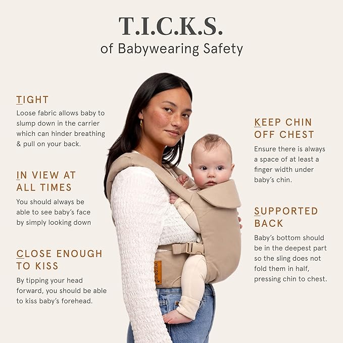 WildBird - Aerial Carrier - 7 to 45 lbs - for Moms, Dads & Caregivers - 100% Natural European Linen Fibers - Versatile & Adjustable - Large Size - Sparrow Fabric