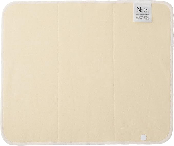 Hemp Prefold Inserts with Snap - 2 Layers - Reusable and Absorbent - 13" x 15" Perfect for Any Diaper- 2 Pack - Nora's Nursery