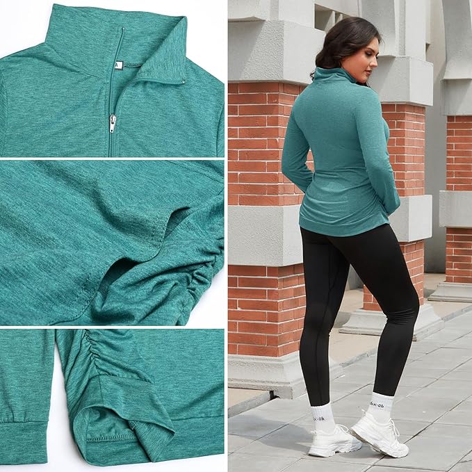 GINKANA Maternity Women's Long Sleeve Shirt Half Zipper Lapel Lightweight Casual Maternity Pullover with Pockets