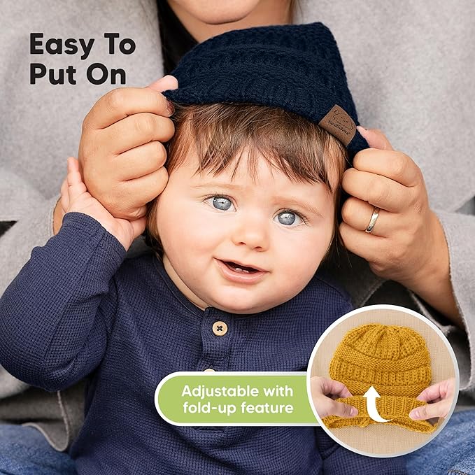 KeaBabies 3-Pack Baby Beanies for Boys, Girls - Stretchy Knit Baby Hats, Cute Newborn & Toddler Winter Hat, Soft & Warm Infant Beanie 6-36 Months (Sunshine, M)